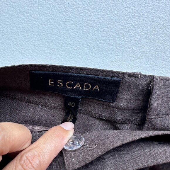 ❌SOLD❌ Escada Pants Womens Size 40 Medium Brown Tan New Wool High Waisted - Picture 2 of 11